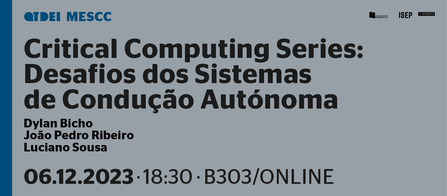 QTDEI: "Critical Computing Series: Desafios dos sistemas de condução autónoma"