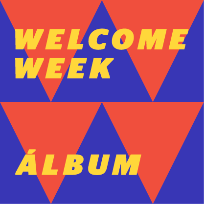 graphic image with the words welcome week and album
