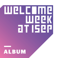 graphic image with the words welcome week at ISEP and album